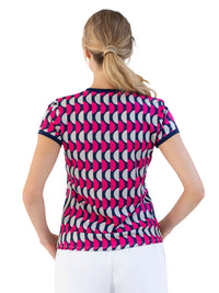 Sustainble Harper Short Sleeve Crew Neck - Geo Print Tops - inPhorm NYCGeo Print/Ink/Silver Sand
