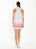 Back head to toe view of model wearing the Lilian 15" skirt in plumeria ombre by inPhorm NYC