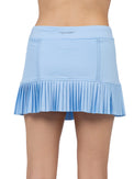 Back view of model wearing the 13 1/2" classic pleated skirt in bluebell by inPhorm NYC