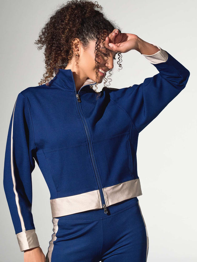 Women's Dolman Sleeve Sofia Knit Jacket - Ink/Silver Sand Jackets & Outerwear - inPhorm NYCInk/Silver Sand
