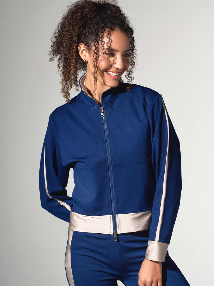 Women's Dolman Sleeve Sofia Knit Jacket - Ink/Silver Sand Jackets & Outerwear - inPhorm NYCInk/Silver Sand