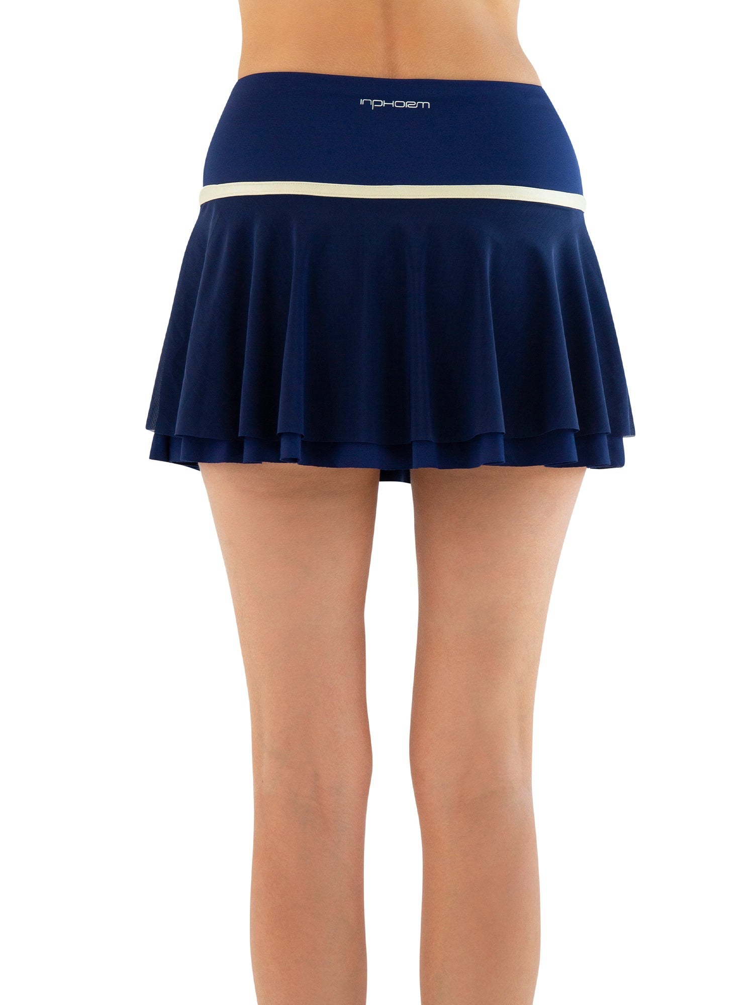 Women's Flouncy Skirt with Mesh Overlay & Built - In Shorts - Ink/Silver Sand Skirts & Skorts - inPhorm NYCInk/Silver Sand