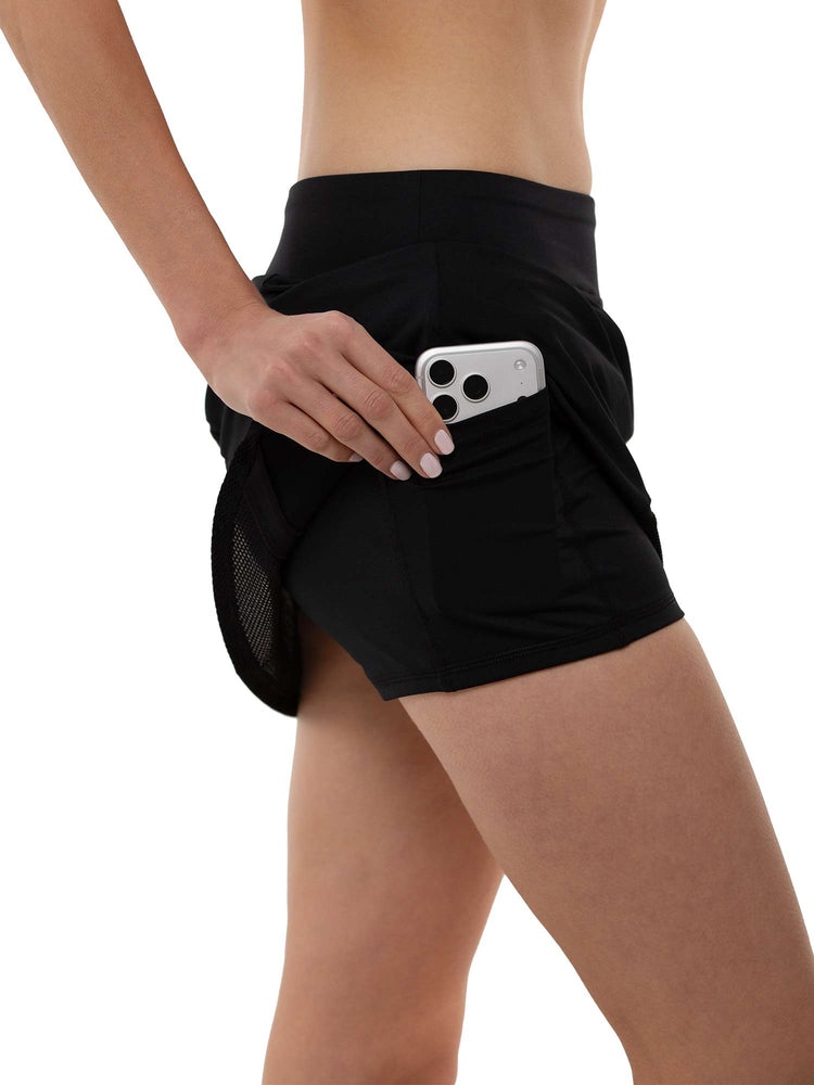 Zoe 15" A - Line Golf & Tennis Skirt – 4 Pockets - inPhorm NYCBlack
