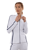 Zoe Performance Knit Jacket Jackets & Outerwear - inPhorm NYCWHITE/SHADOW BLUE