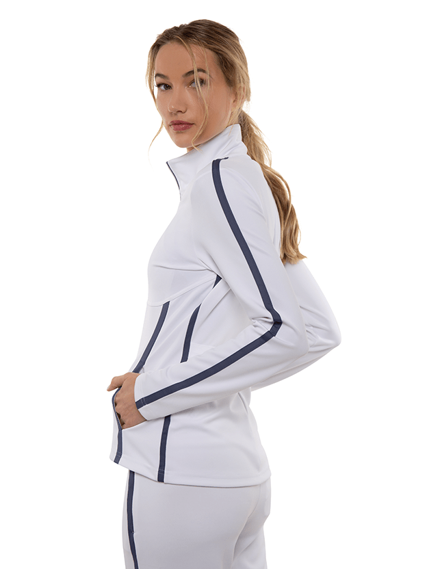 Zoe Performance Knit Jacket Jackets & Outerwear - inPhorm NYCWHITE/SHADOW BLUE