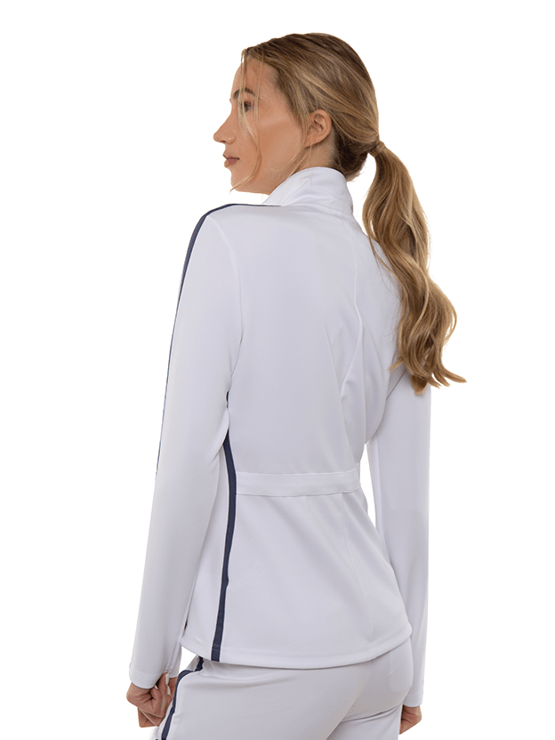 Zoe Performance Knit Jacket Jackets & Outerwear - inPhorm NYCWHITE/SHADOW BLUE