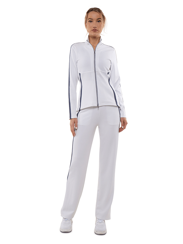 Zoe Performance Knit Jacket Jackets & Outerwear - inPhorm NYCWHITE/SHADOW BLUE
