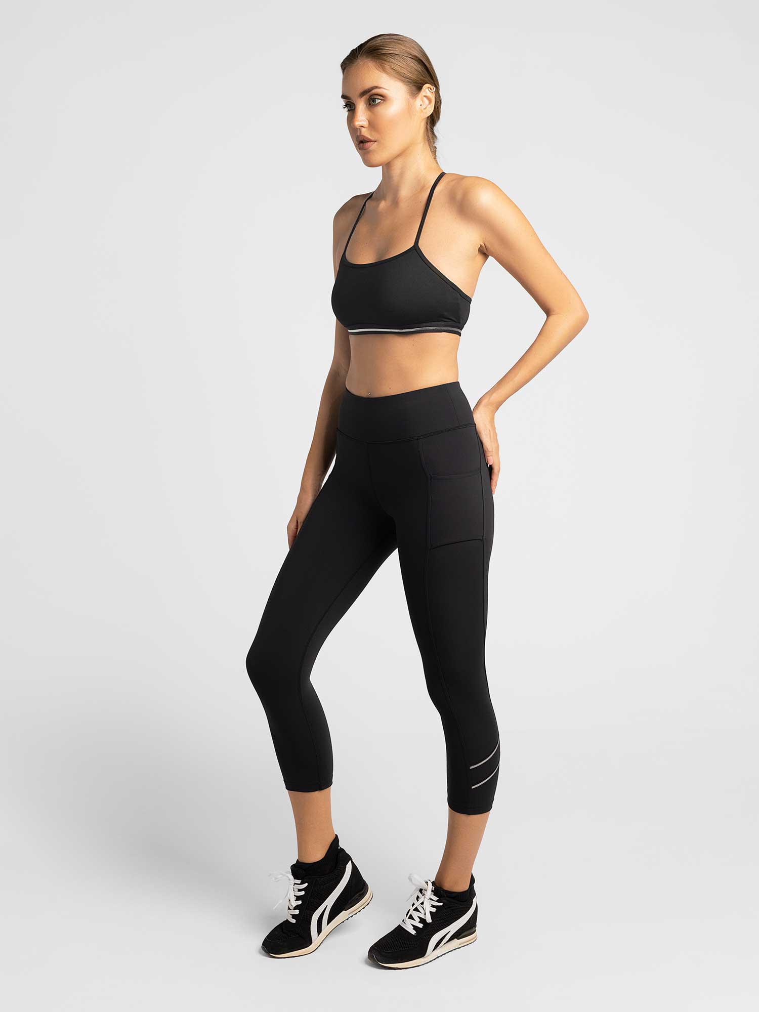 Zone Capri Legging - Black/Silver Capris & Leggings - inPhorm NYCBlack/Silver
