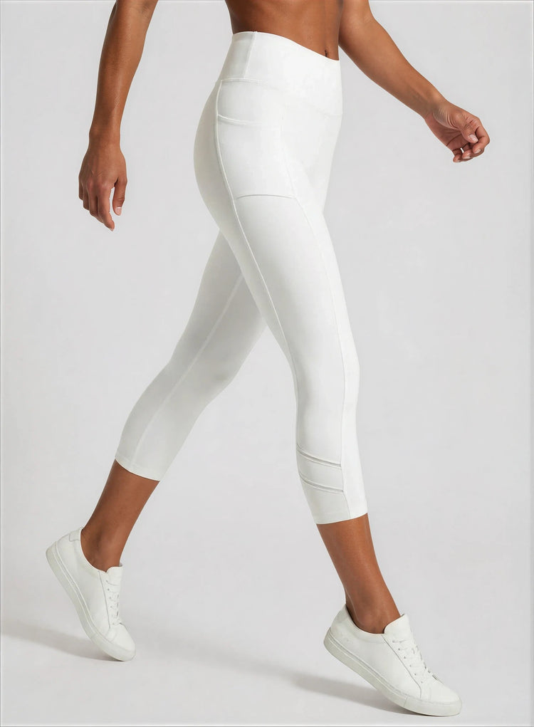 Zone Capri Legging - White/Silver Capris & Leggings - inPhorm NYCWhite/Silver