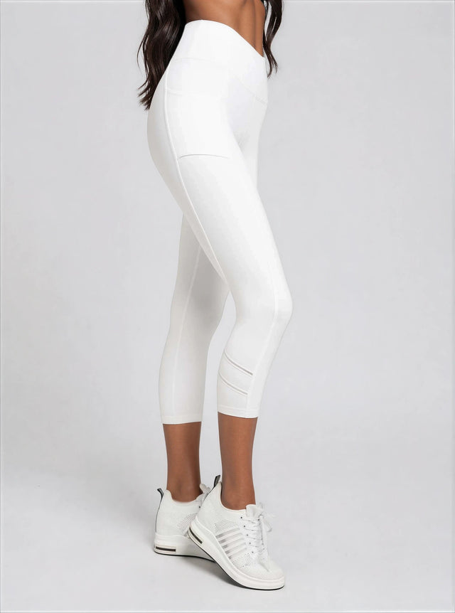 Zone Capri Legging - White/Silver Capris & Leggings - inPhorm NYCWhite/Silver