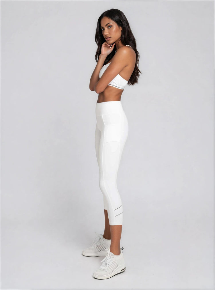 Zone Capri Legging - White/Silver Capris & Leggings - inPhorm NYCWhite/Silver